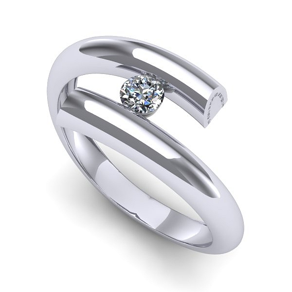 Inel logodna din aur alb cu diamant