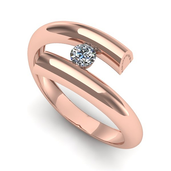 Inel logodna din aur roz cu diamant