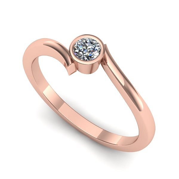 Inel de logodna din aur roz cu diamant