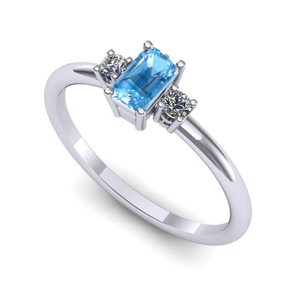Inel din aur alb cu topaz blue