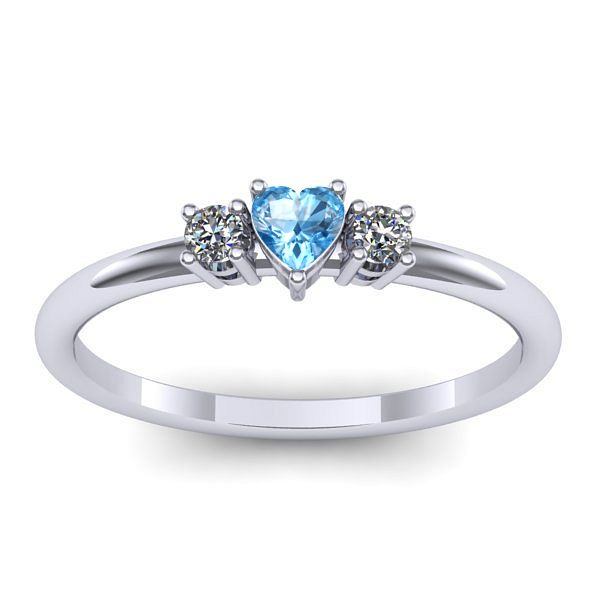 Inel cu topaz blue inima
