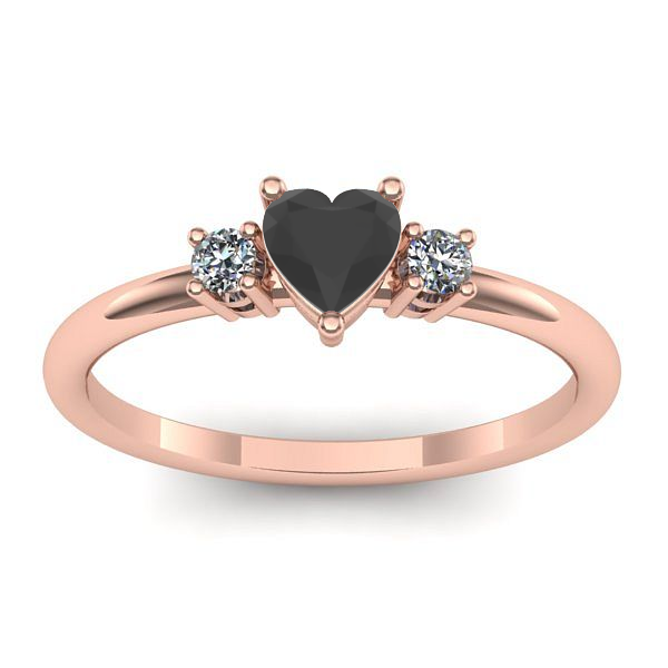 Inel cu diamant negru inima