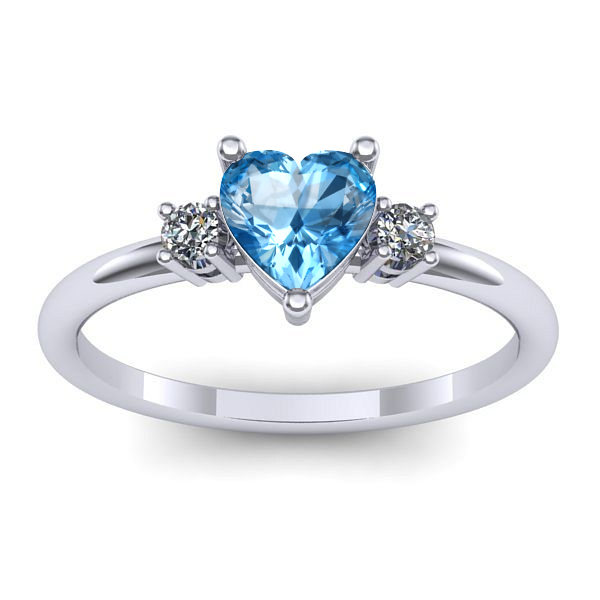 Inel cu topaz blue inima