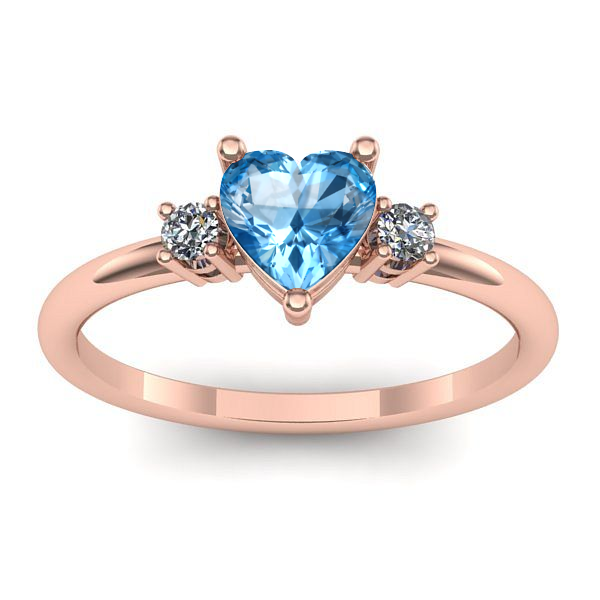 Inel cu topaz blue inima