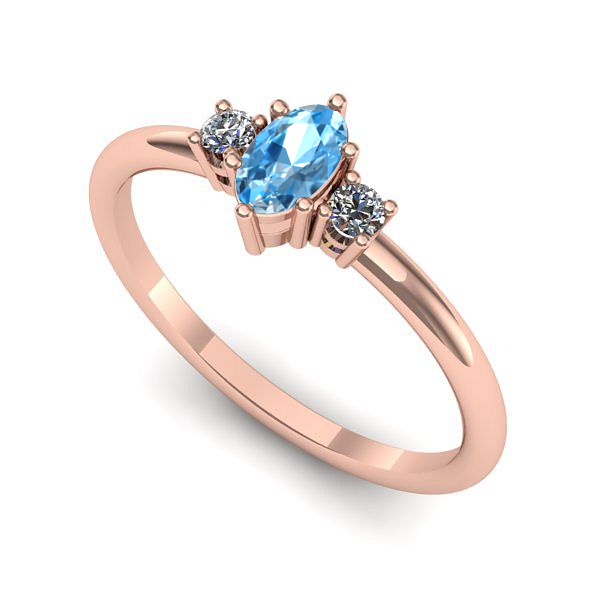 Inel de logodna din aur roz cu topaz blue