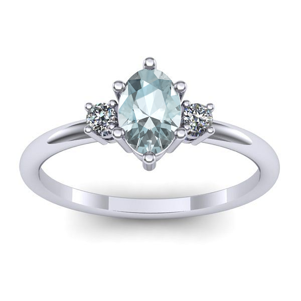 Inel cu aquamarin oval