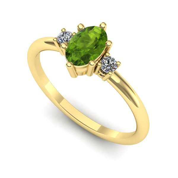 Inel logodna din aur galben cu peridot