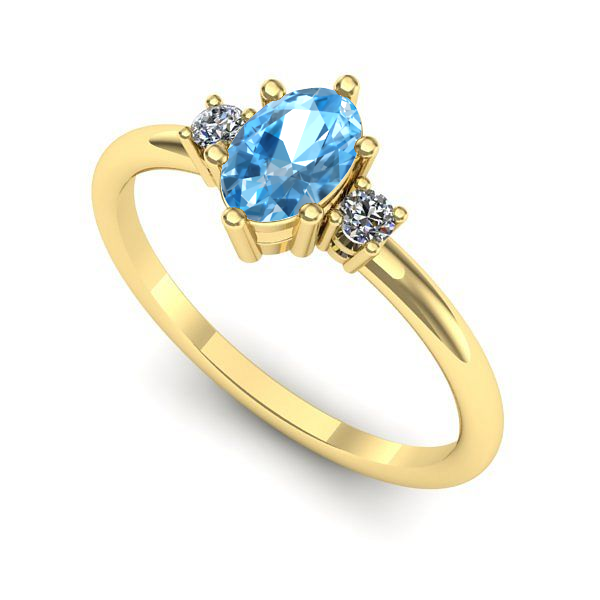 Inel din aur galben cu topaz blue