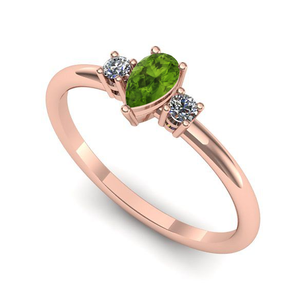 Inel logodna din aur roz cu peridot