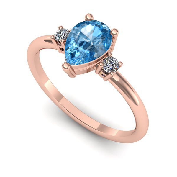 Inel de logodna din aur roz cu topaz blue