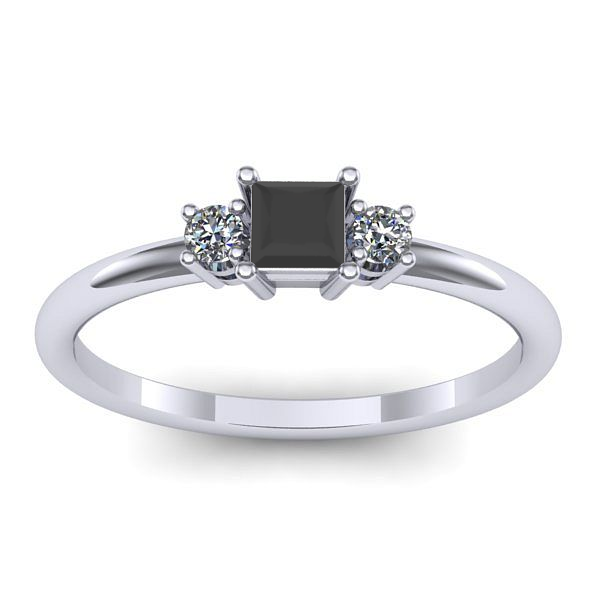 Inel cu diamant negru patrat