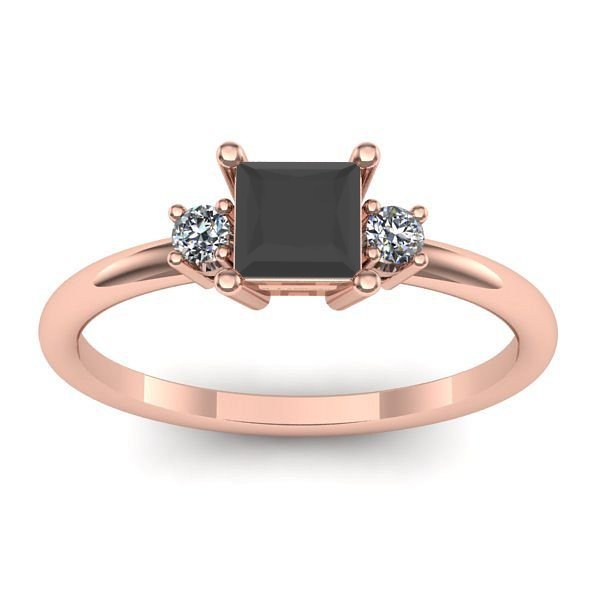 Inel logodna cu diamant negru patrat