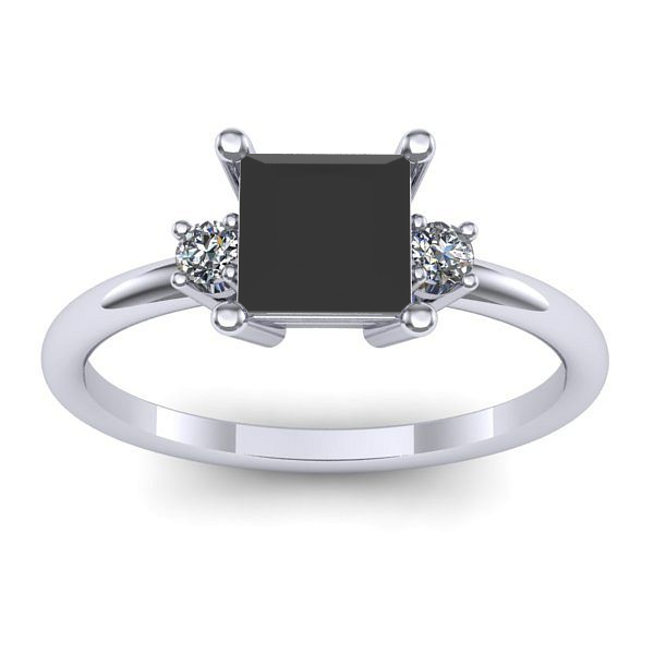 Inel logodna cu diamant negru patrat