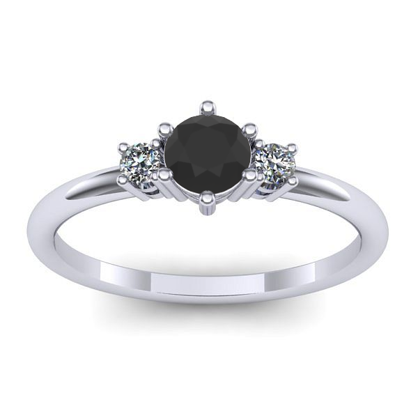 Inel de logodna cu diamant negru rotund