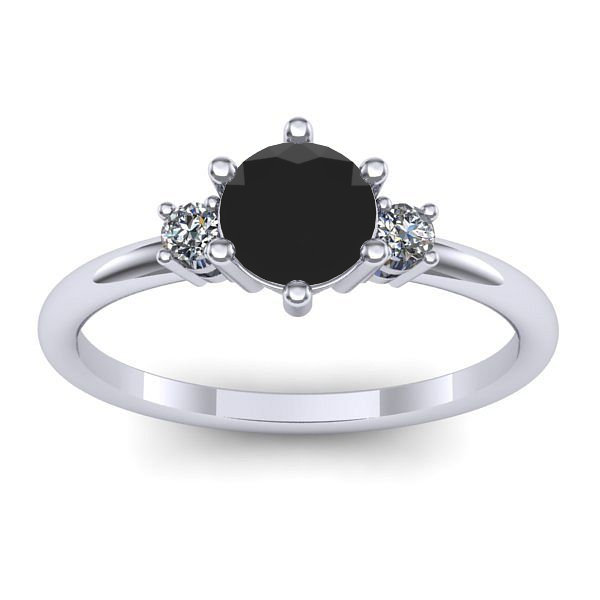Inel de logodna cu diamant negru rotund