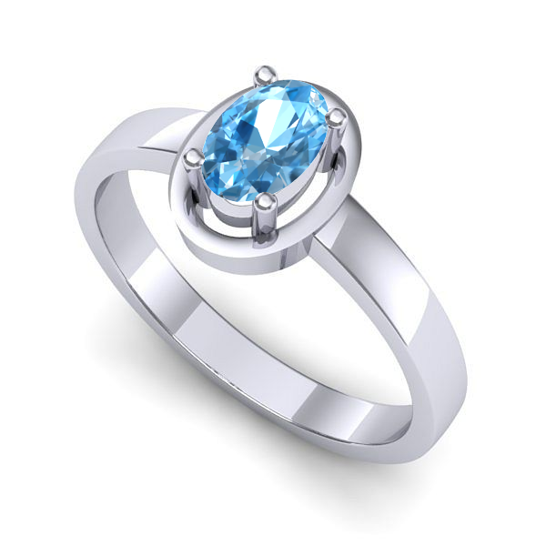 Inel logodna din aur alb cu topaz blue