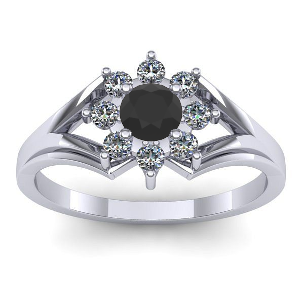 Inel cu diamant negru rotund