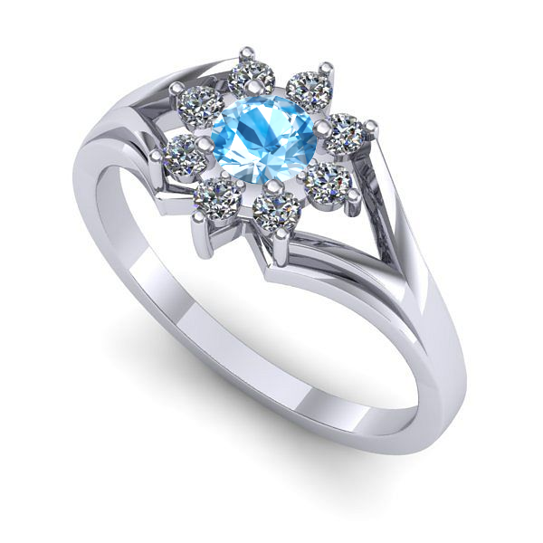 Inel de logodna din aur alb cu topaz blue