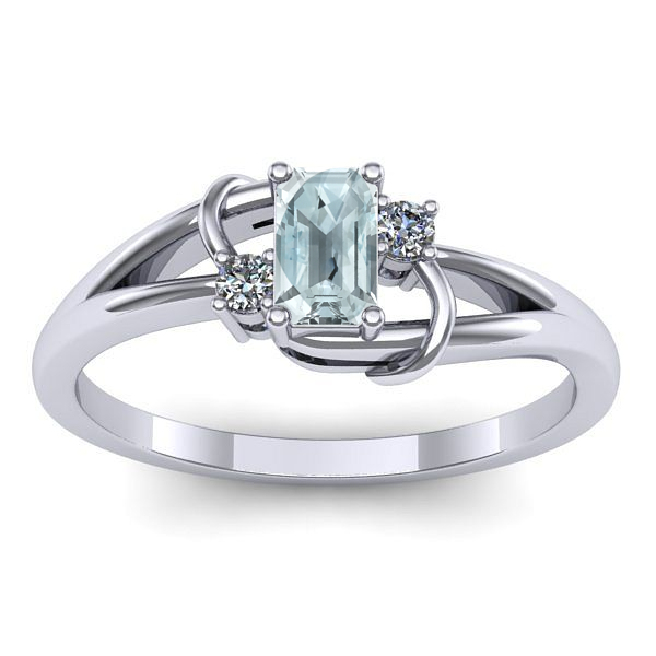 Inel de logodna cu aquamarin dreptunghiular