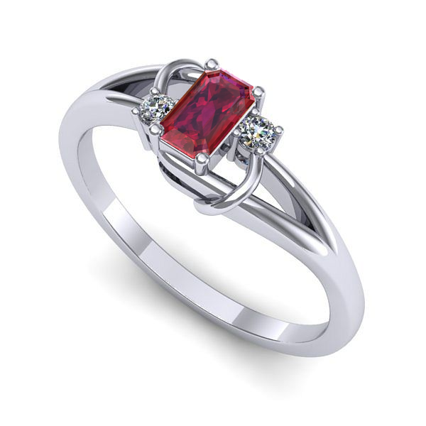 Inel logodna din aur alb cu rubin