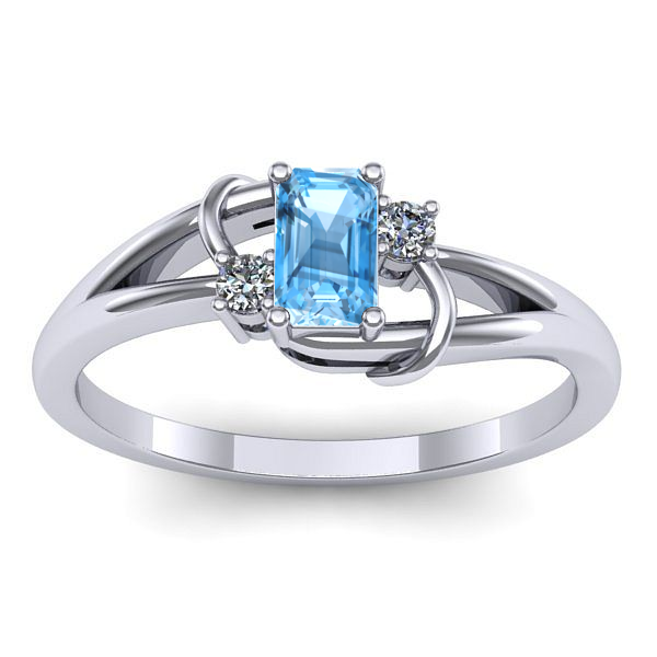 Inel logodna cu topaz blue dreptunghiular