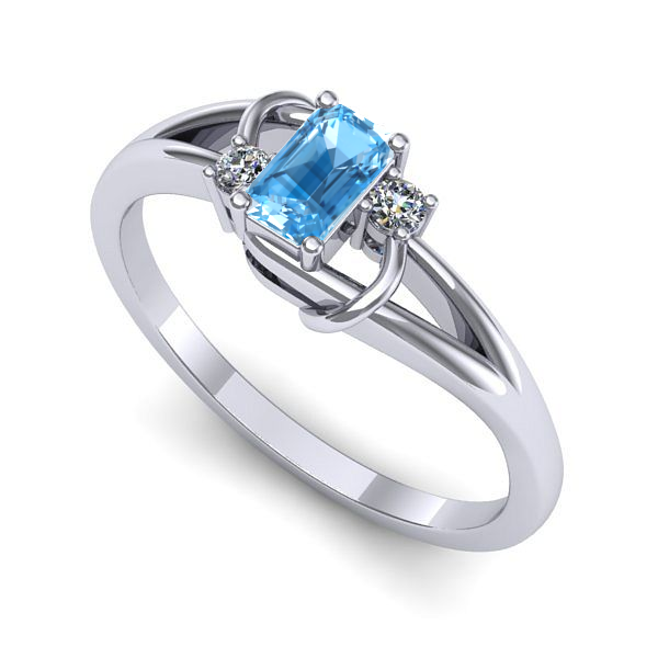 Inel logodna din aur alb cu topaz blue