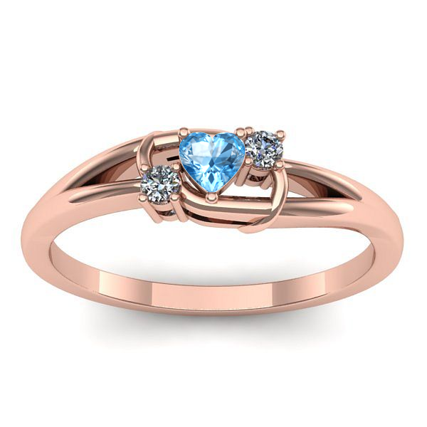Inel cu topaz blue inima
