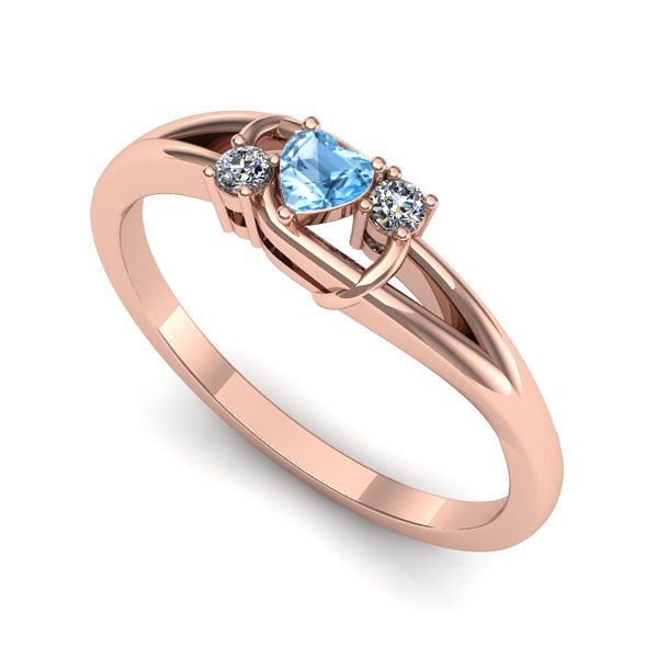 Inel din aur roz cu topaz blue