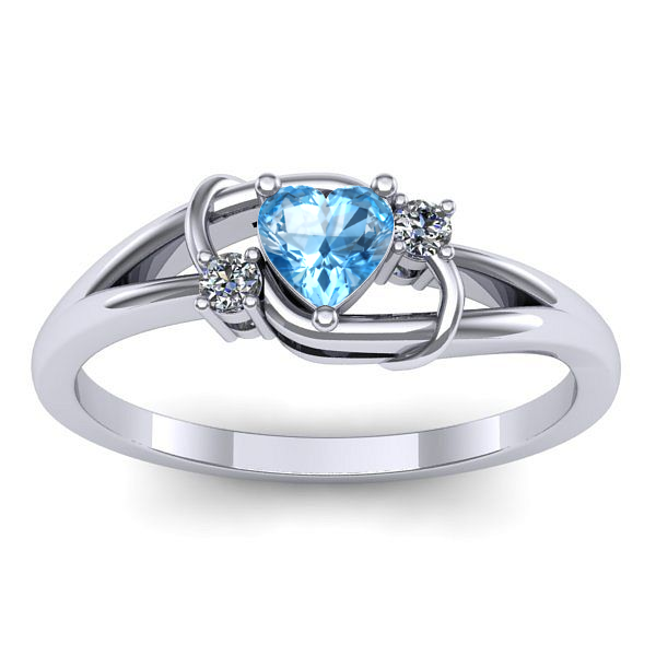 Inel de logodna cu topaz blue inima