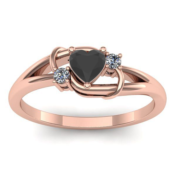 Inel logodna cu diamant negru inima