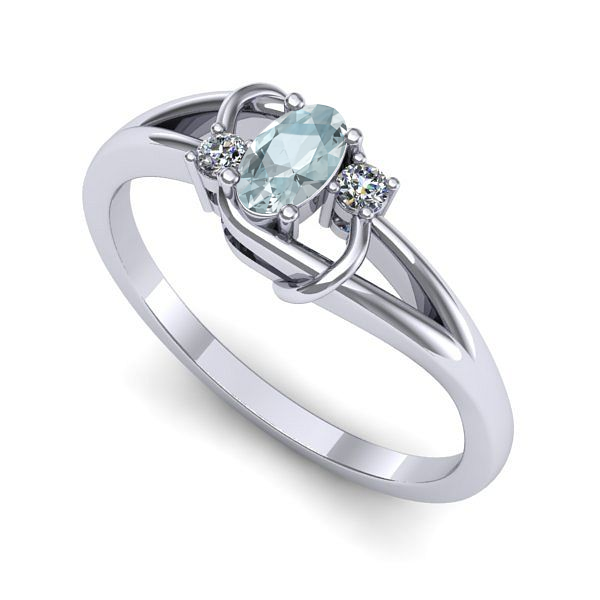 Inel din aur alb cu aquamarin