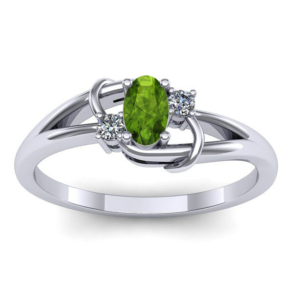 Inel de logodna cu peridot oval