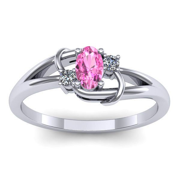 Inel cu safir roz oval