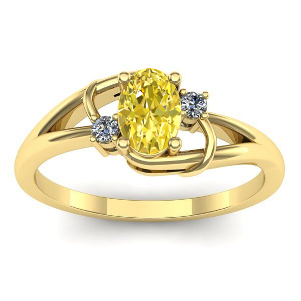 Inel cu safir galben oval