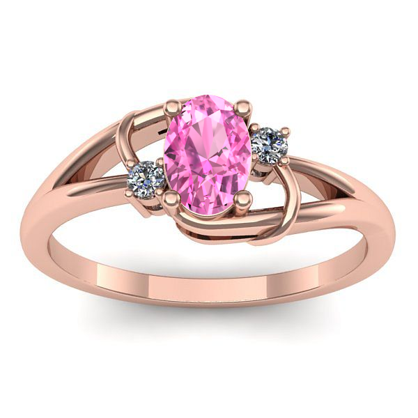 Inel logodna cu safir roz oval