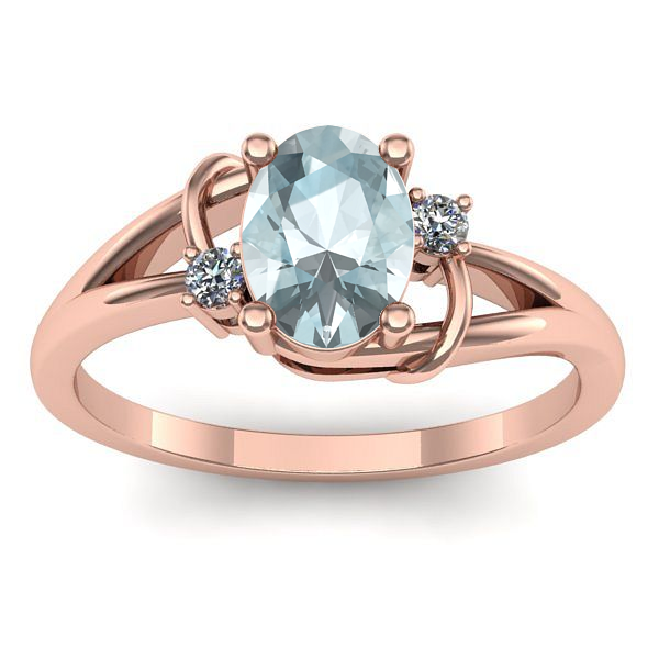 Inel logodna cu aquamarin oval