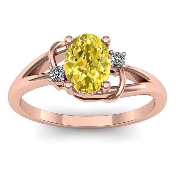 Inel de logodna cu safir galben oval
