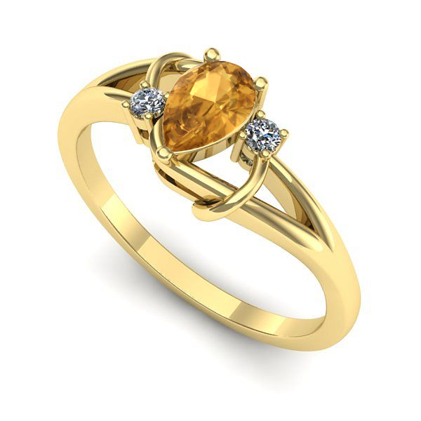 Inel de logodna din aur galben cu citrin