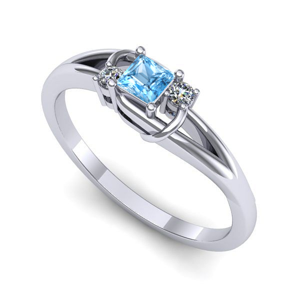 Inel din aur alb cu topaz blue