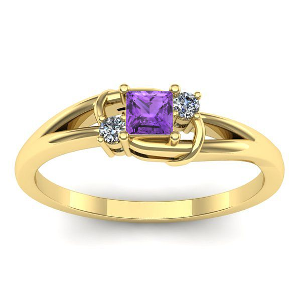 Inel de logodna cu ametist patrat