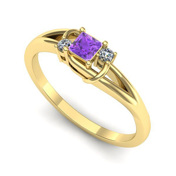 Inel de logodna din aur galben cu ametist