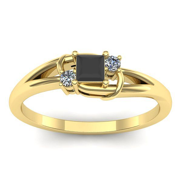 Inel cu diamant negru patrat