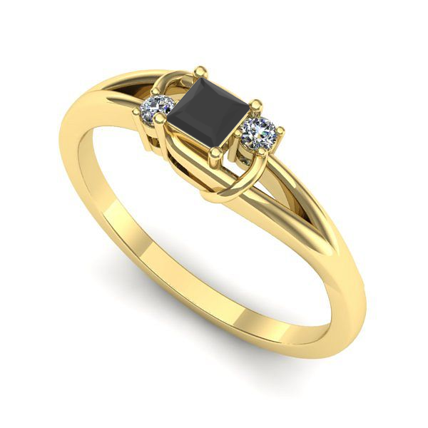 Inel din aur galben cu diamant negru