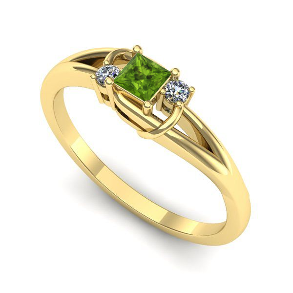 Inel logodna din aur galben cu peridot