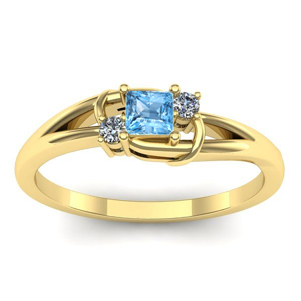 Inel cu topaz blue patrat