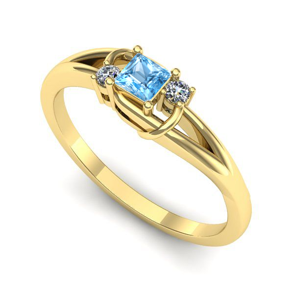 Inel de logodna din aur galben cu topaz blue