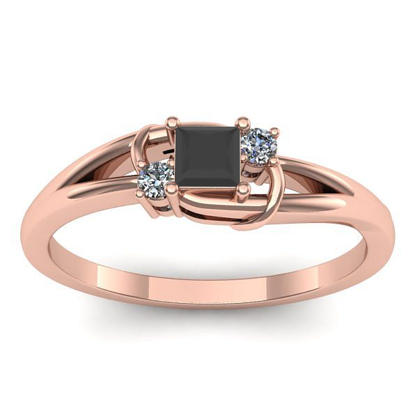 Inel de logodna cu diamant negru patrat