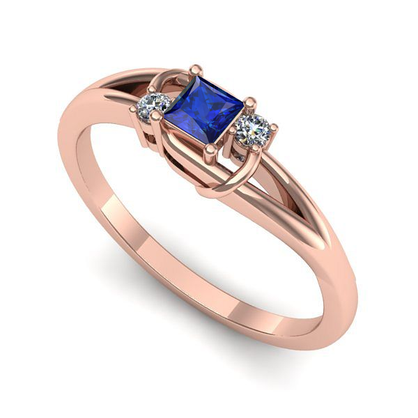 Inel din aur roz cu safir