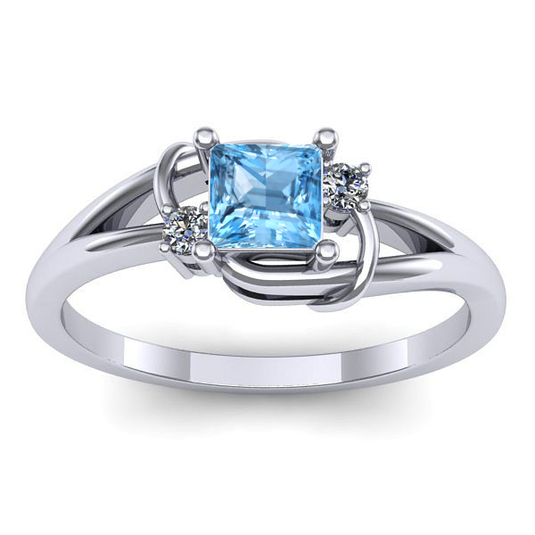 Inel cu topaz blue patrat