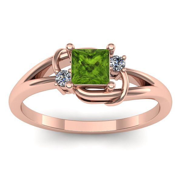 Inel cu peridot patrat
